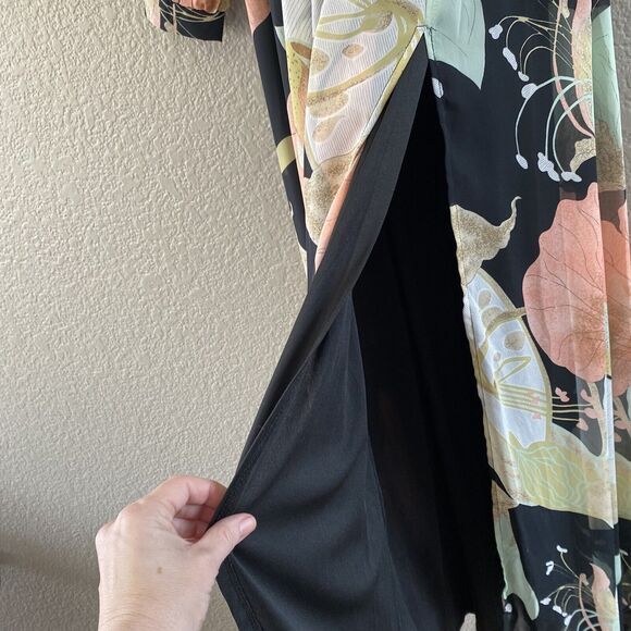 Lulus Maxi Dress XS Black Wondrous Water Lilies Floral Long Sleeve Boho resort - Picture 12 of 16